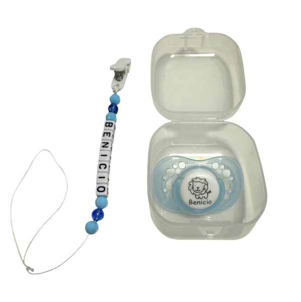 Chupete personalizado + portachupete cubos nombre Chupete personalizado + portachupete cubos nombre